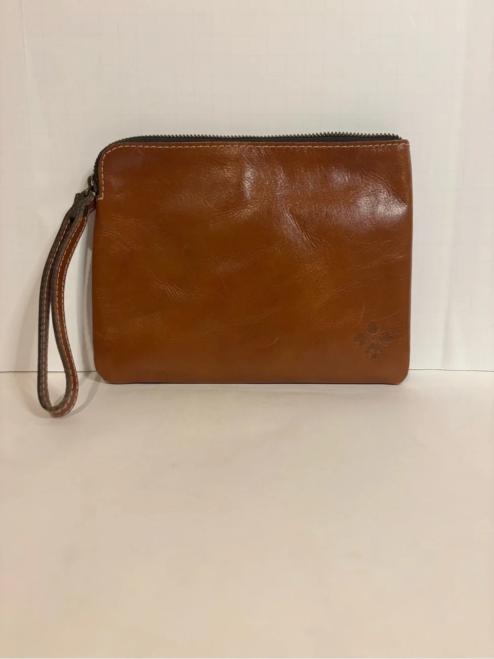 Patricia Nash Cognac Leather Wristlet Clutch
